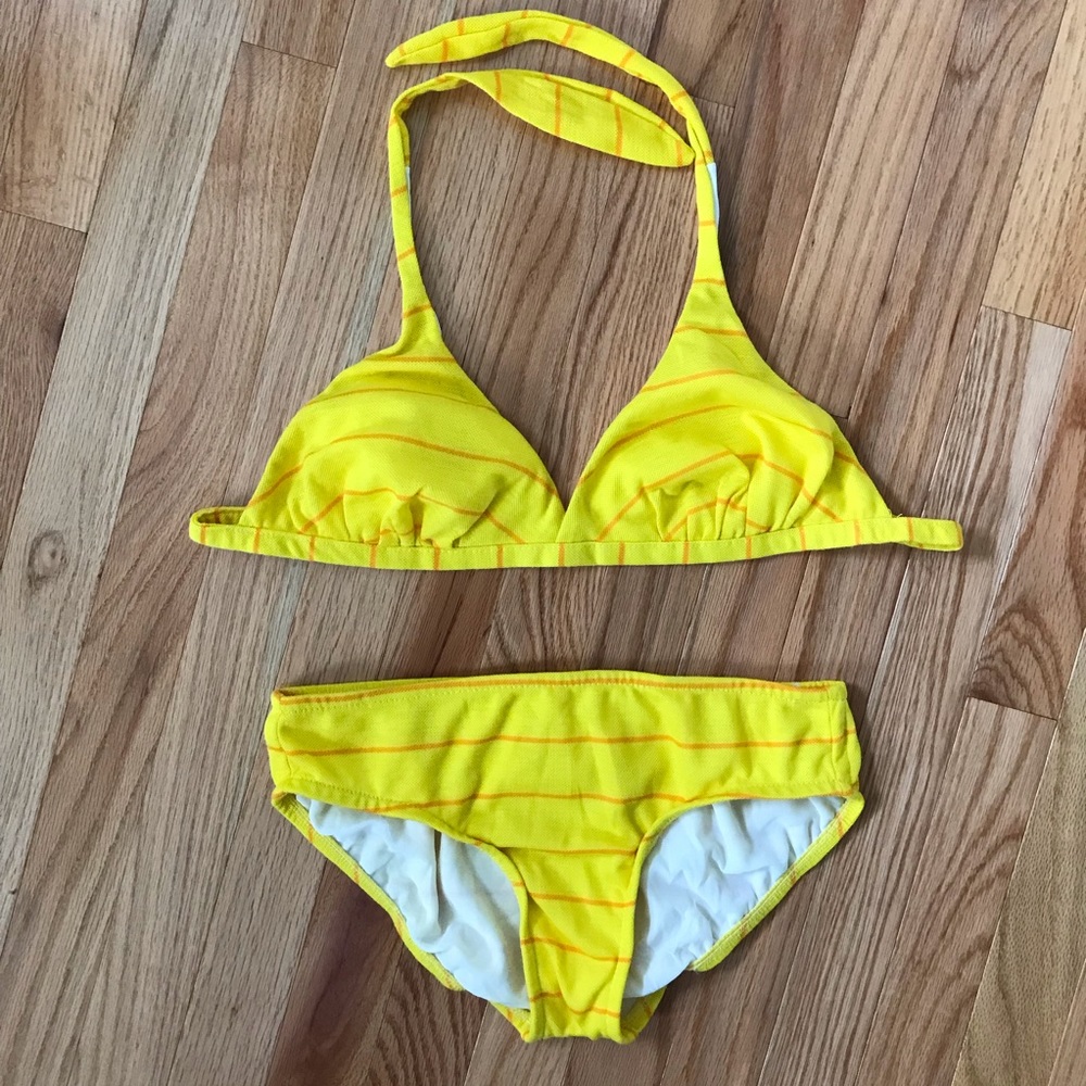 Vintage Jantzen Yellow Orange Stripe Bikini - Palm Springs Mid Century 60s Vibes